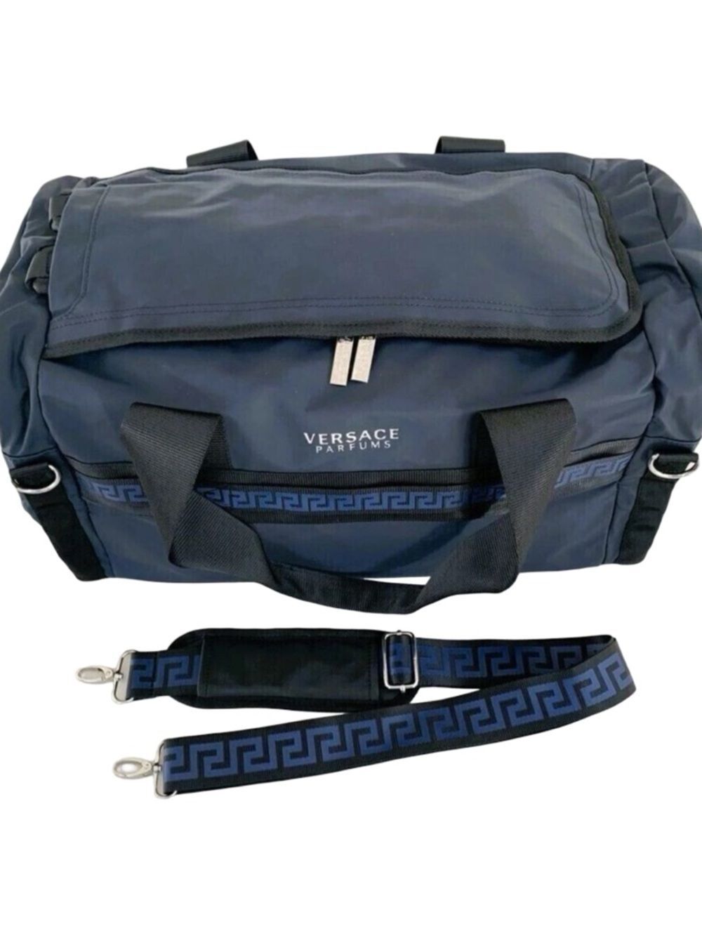 Versace  Duffle dark blue Backpack faux gym Weekender travel Bag Par-fume